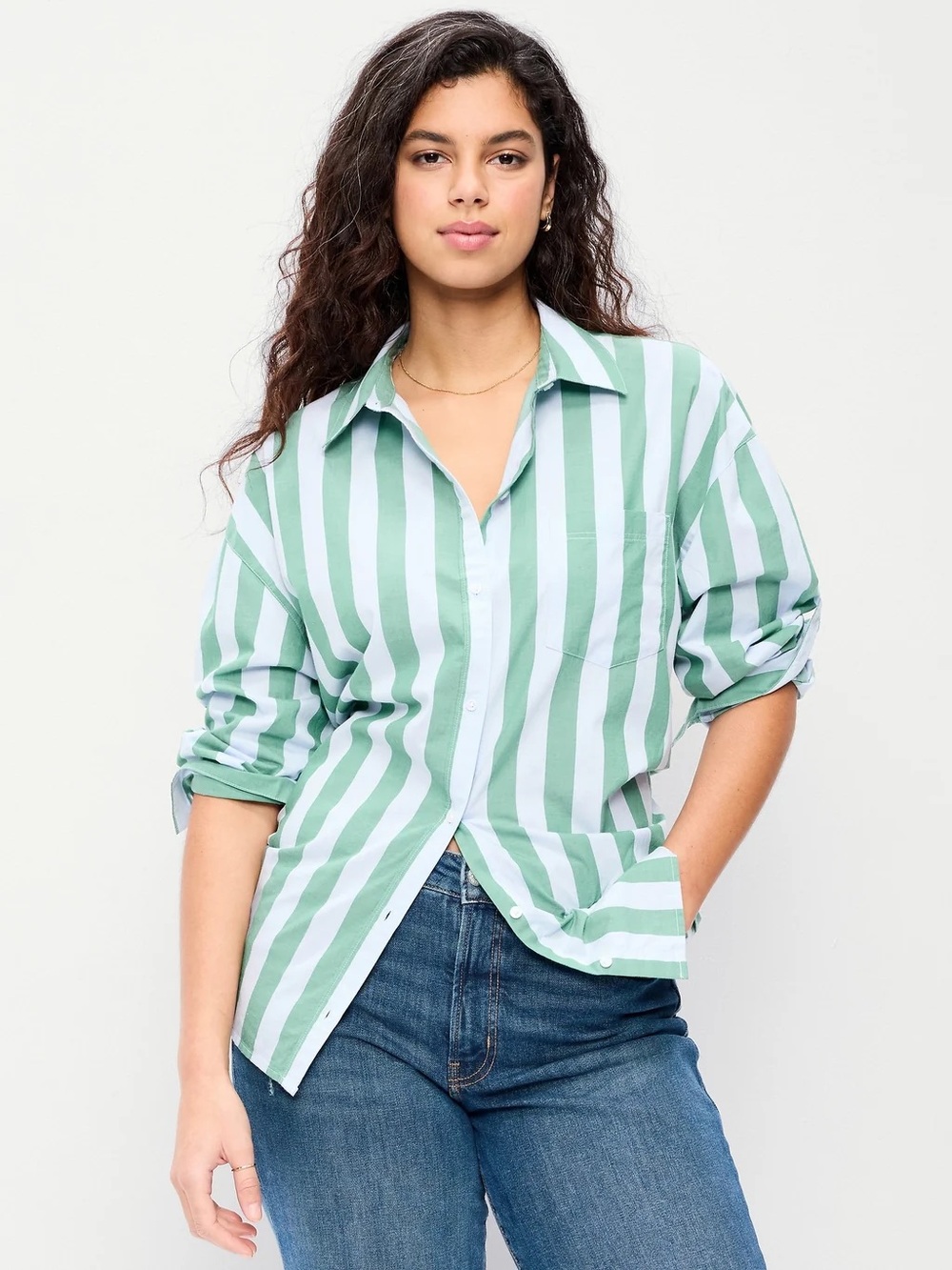 Old Navy Oversized Striped Long Sleeve Shirt